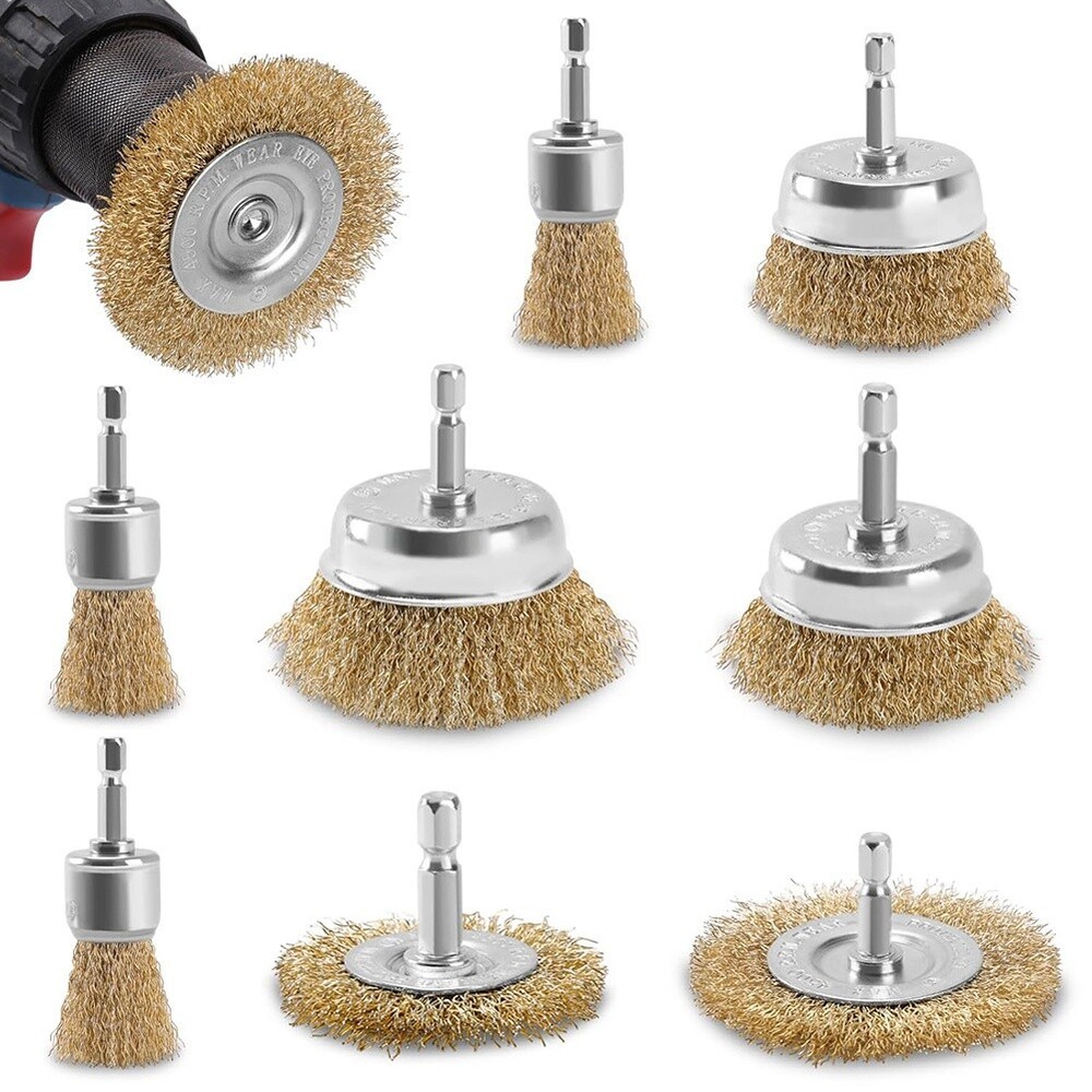 Wire Wheel Cup Brush for Drill – 9 Pack Durable Carbon Steel Bristles Wire Brush Set for Cleaning Polishing and Rust Removal