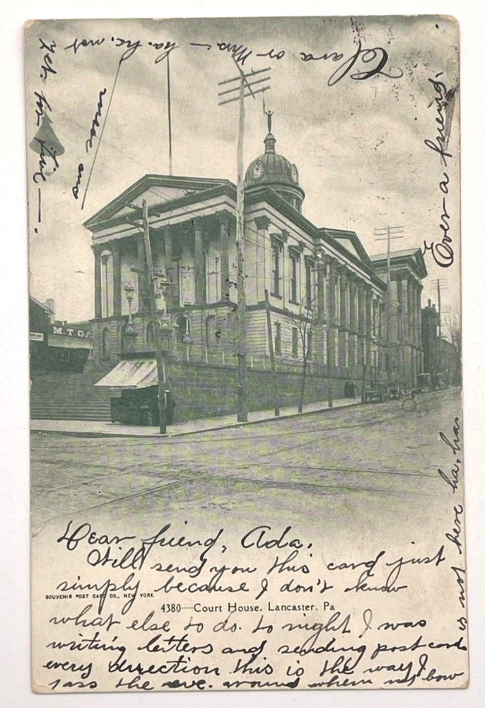 Lancaster PA Court House Street View Trolley Tracks 1906 Postcard