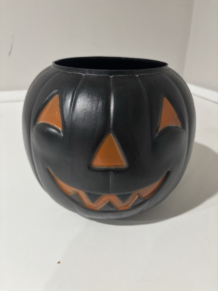 Vintage General Foam Plastics Blow Mold Halloween Jack o Lantern Pumpkin Bucket