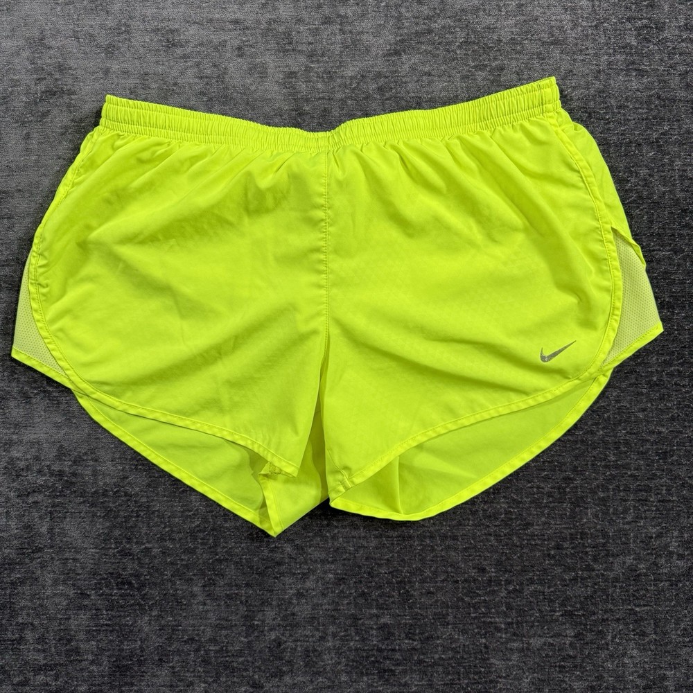 Nike Dri-FIT Women’s Running Shorts Size Medium Neon Yellow Lined Lightweight