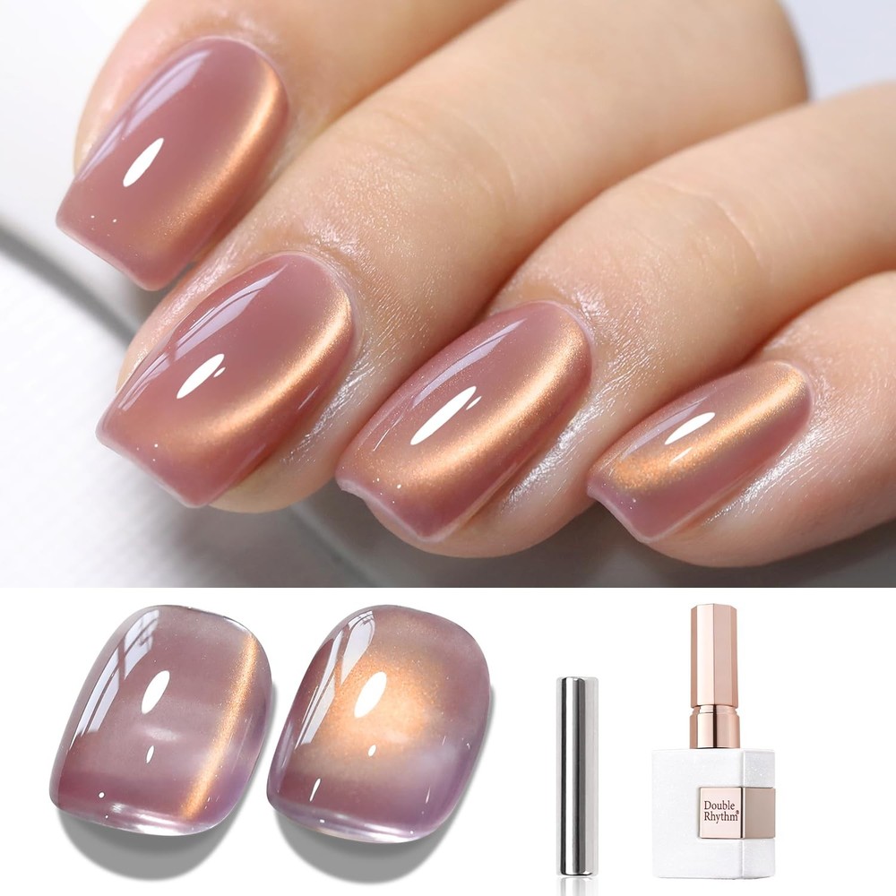 Double Rhythm 15ML Ice Glass Cat Eye Gel Polish with Magnet Holographic Glitter