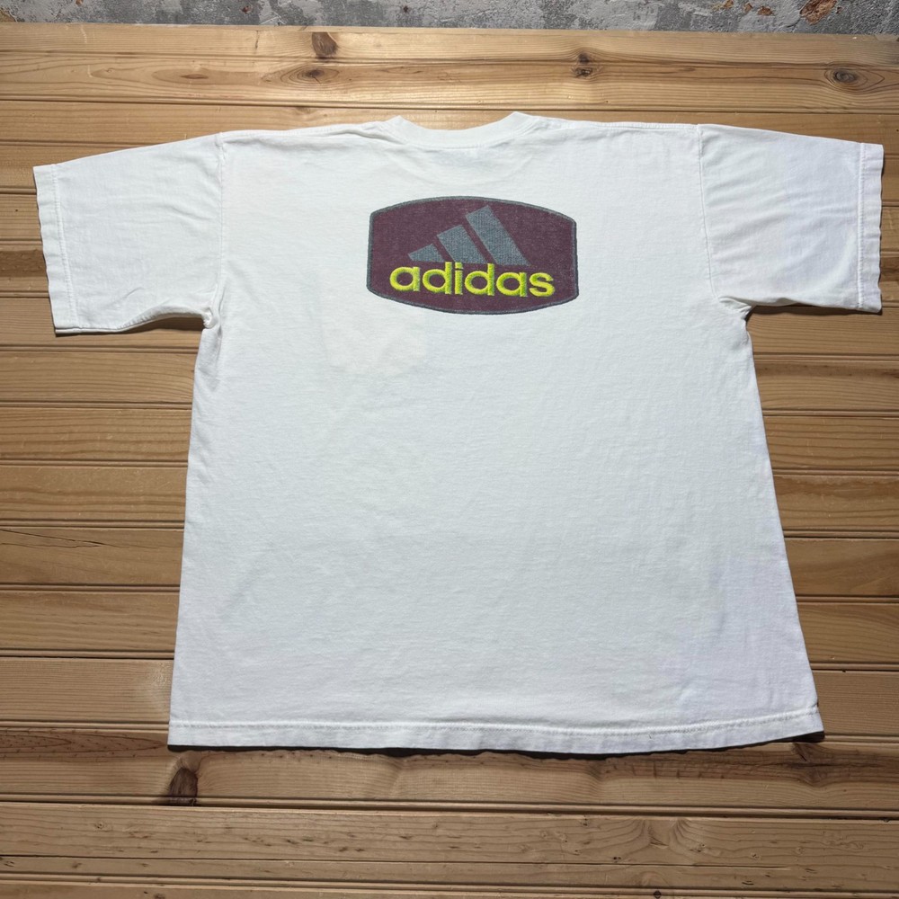 Vintage 90s Adidas Pocket Logo Hip Hop Streetwear Graphic T-Shirt USA - Large