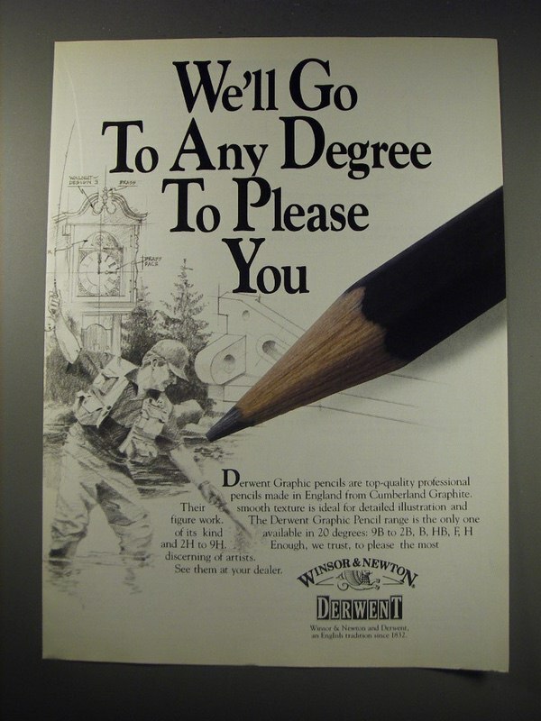 1991 Winsor & Newton Derwent Graphic pencils Ad - We'll go to any degree