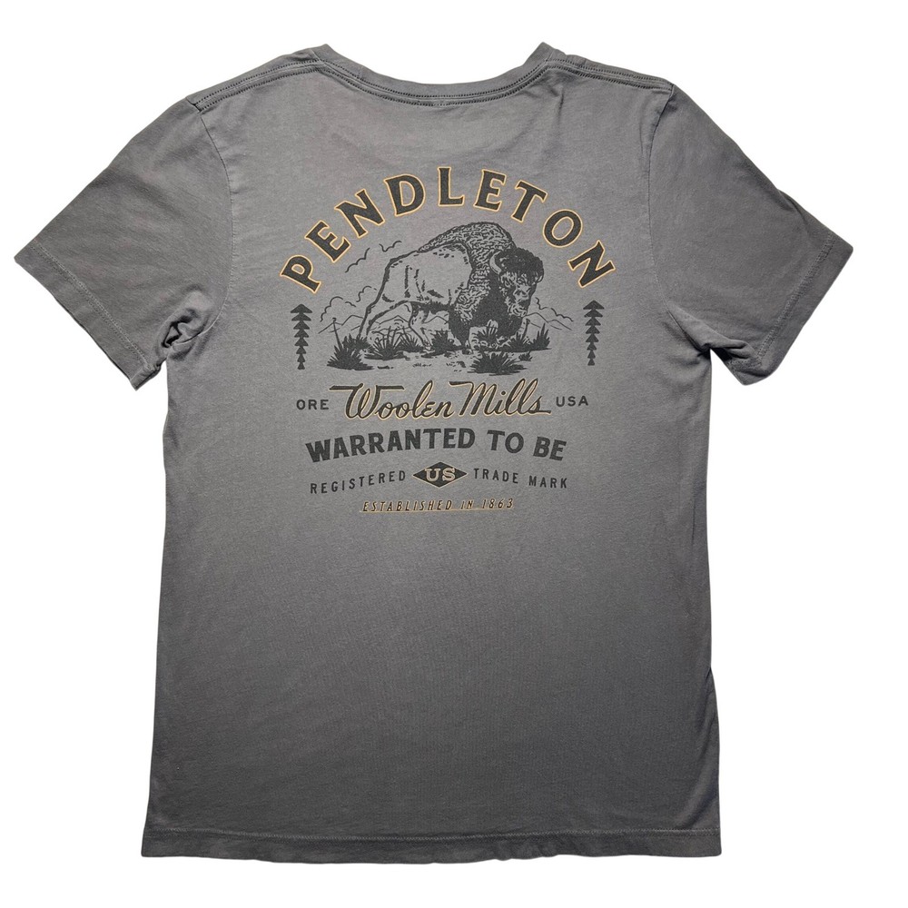 Pendleton Plains Bison Graphic T Shirt Mens Large L Asphalt Gray Heritage Tee