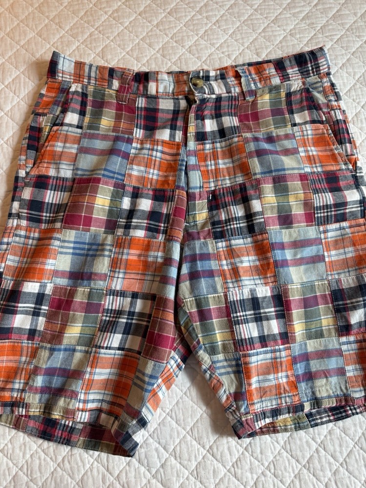 Men’s Sigfried Vintage 100% Cotton Madras Plaid Shorts Sz34 Preppy Golf Resort