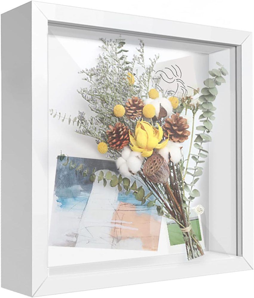 8X8 Shadow Box Frame Display Case with 3D Picture Frame and Letter Stickers