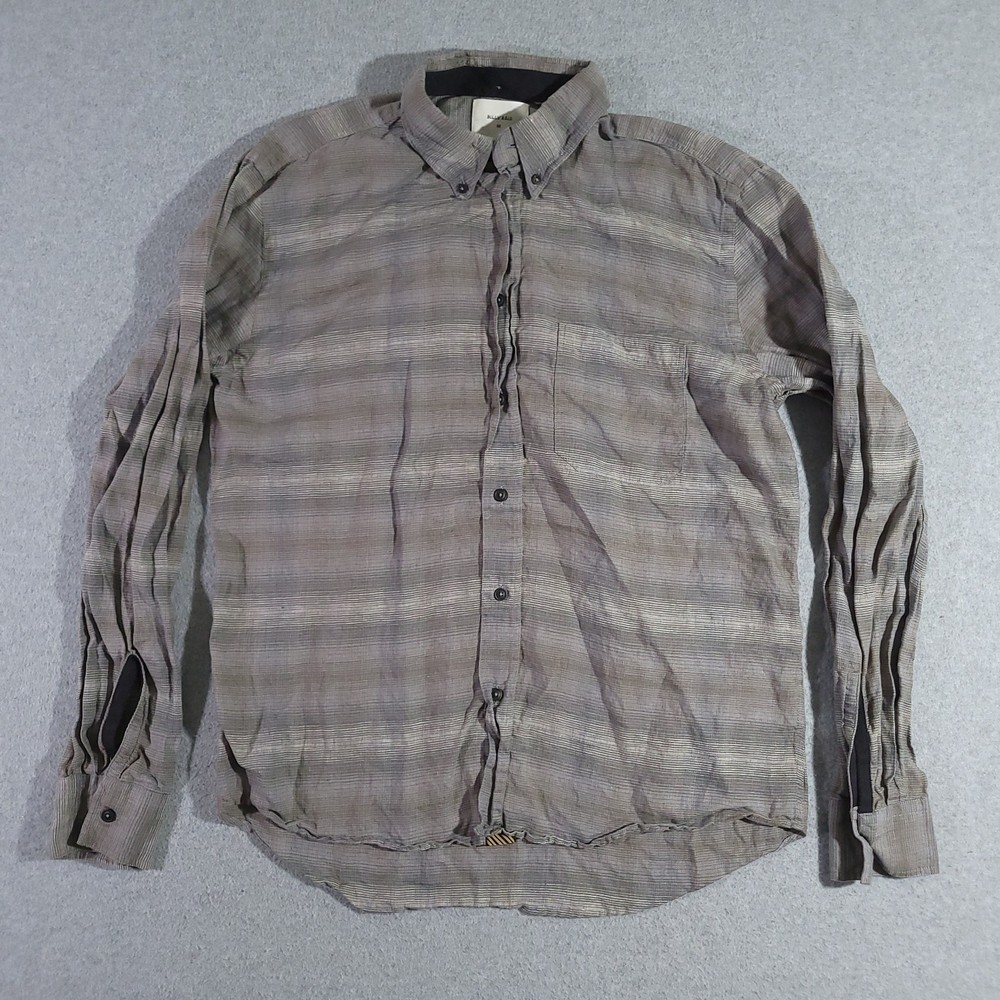 Billy Reid Shirt Mens Medium Linen Standard Long Sleeve Button Up Gray Casual
