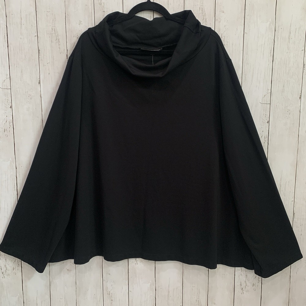 NWT Bryn Walker Plus Size 2X Black Etta Ponti Knit Cowl Neck Tunic Shirt