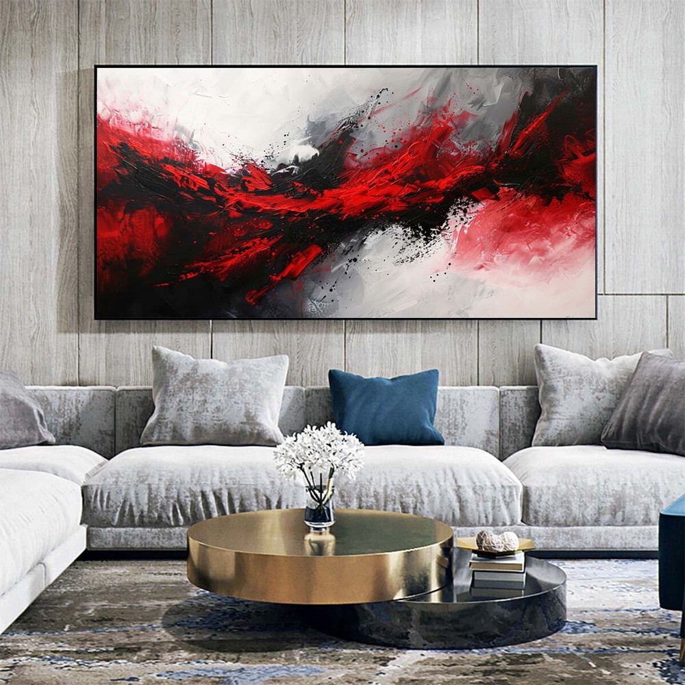 Handpainted Abstract Oil Paintings On Canvas Wall Art Picture Home Decor Red