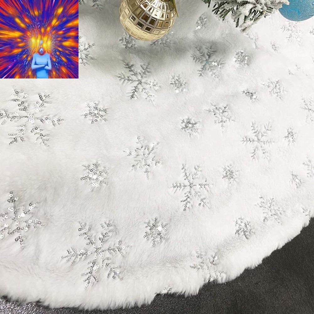 48 Inch Large Christmas Tree Skirt White Tree Skirt Xmas Faux Fur Tree Skirts Ch
