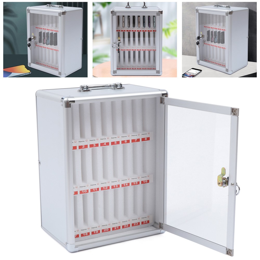 24 Lots Cell Phone Storage Cabinet Free Standing Phone Box Organizer Lockable