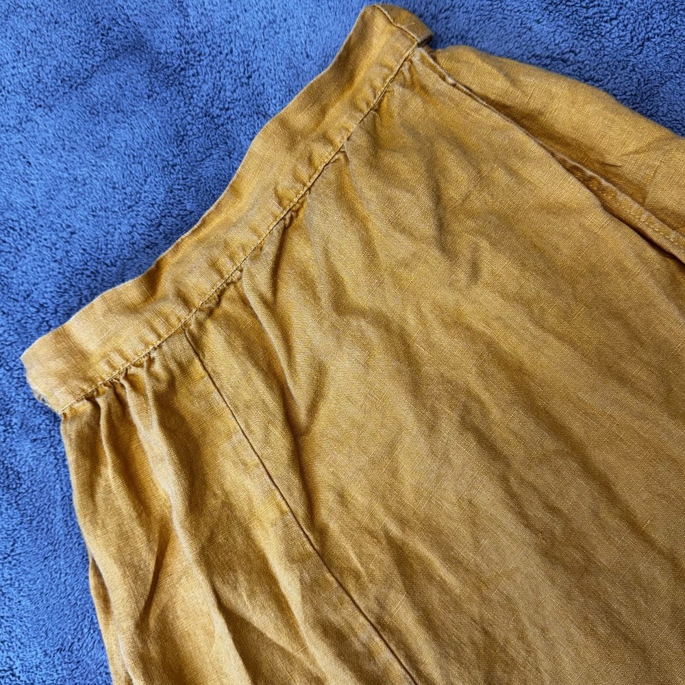 Reformation Skirt Womens XS Yellow Full Wrap 100% Linen Made in USA