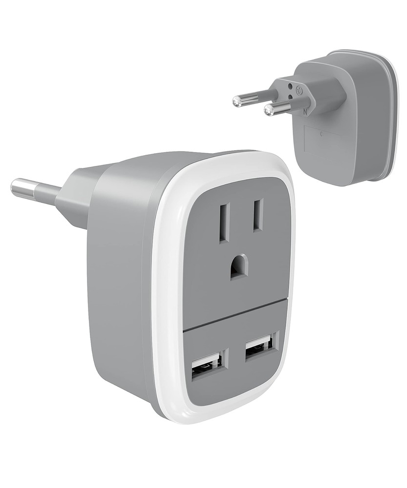 Bates- European Travel Plug Adapter, Adapter with USB, European Plug Adapter, US