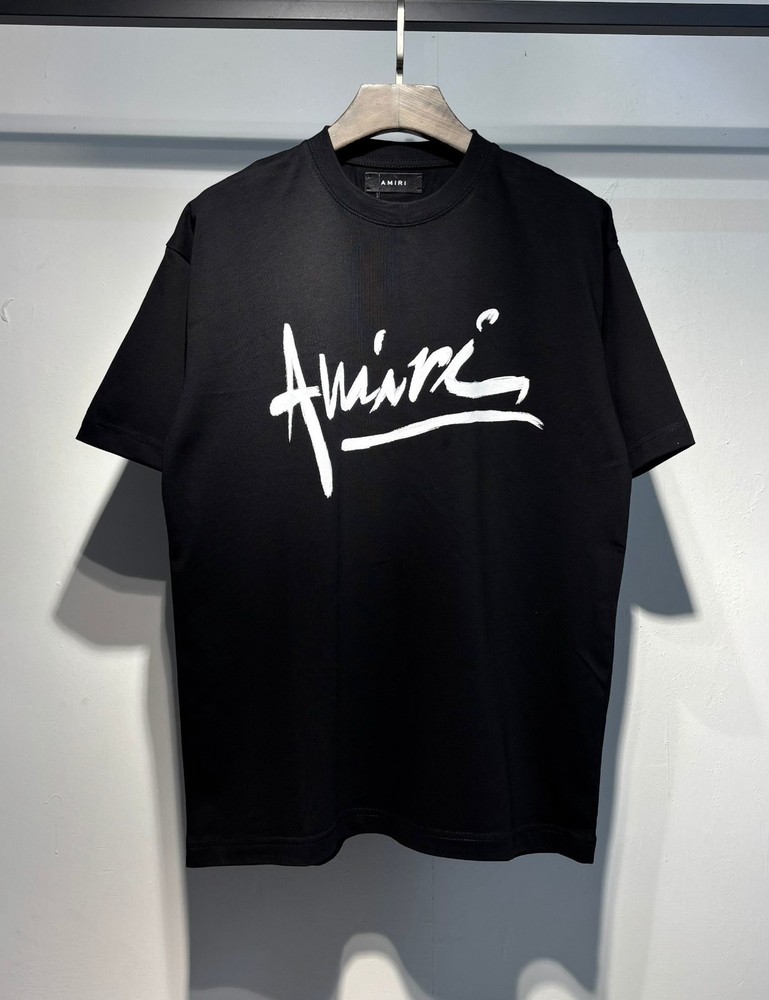 AMIRI Men's T-Shirt Black White Cotton Short Sleeve Size L