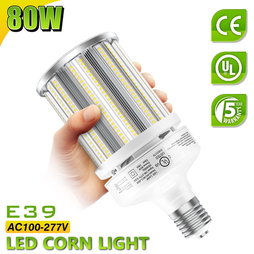 80W LED Corn Bulb E39 Base Replaces 400W MH/HPS High Bay Warehouse Lights
