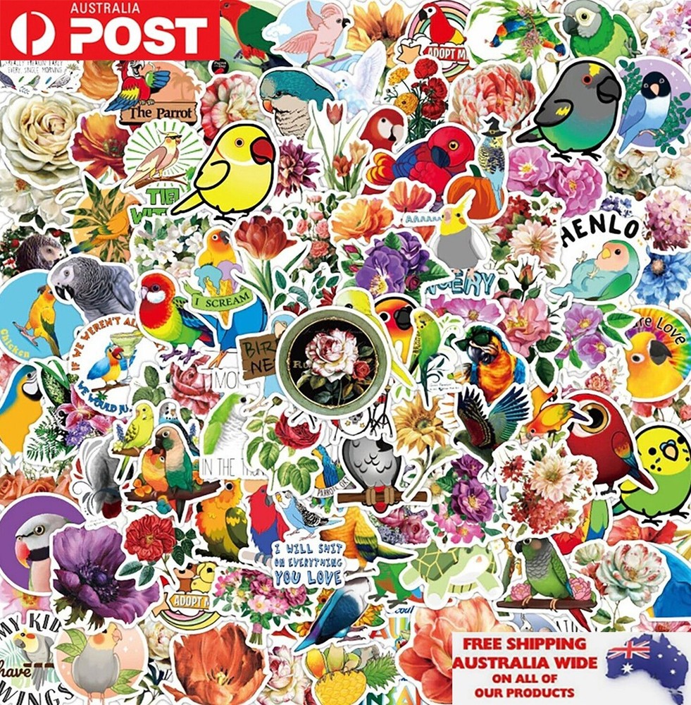 100x Birds And Flowers Sticker Pack Waterproof Graffiti Phone Decal Laptop Phone