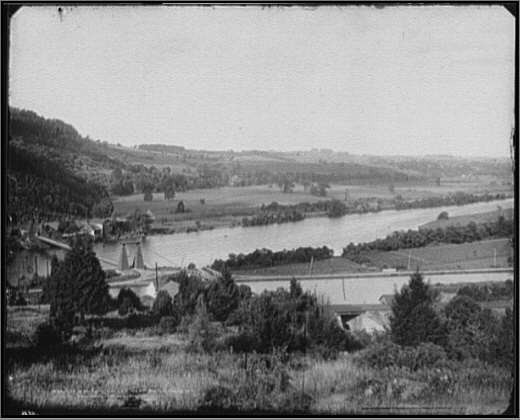 Mohawk Valley,railroad tracks,Little Falls,New York,Detroit Publishing Co,1890