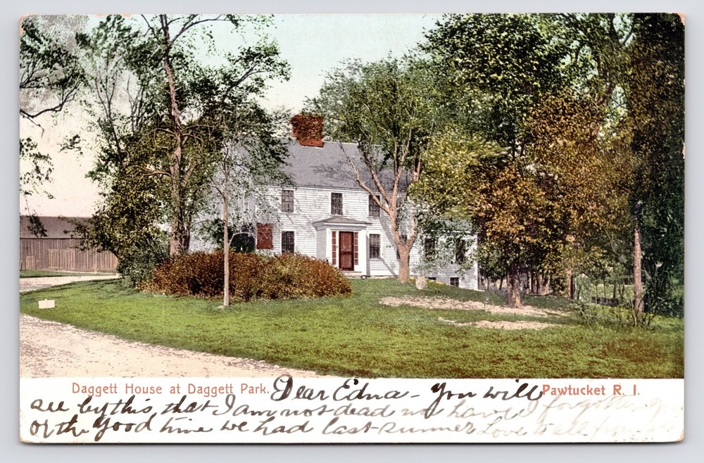 Historic Daggett House Park Exterior Pawtucket Rhode Island RI c1905 Postcard