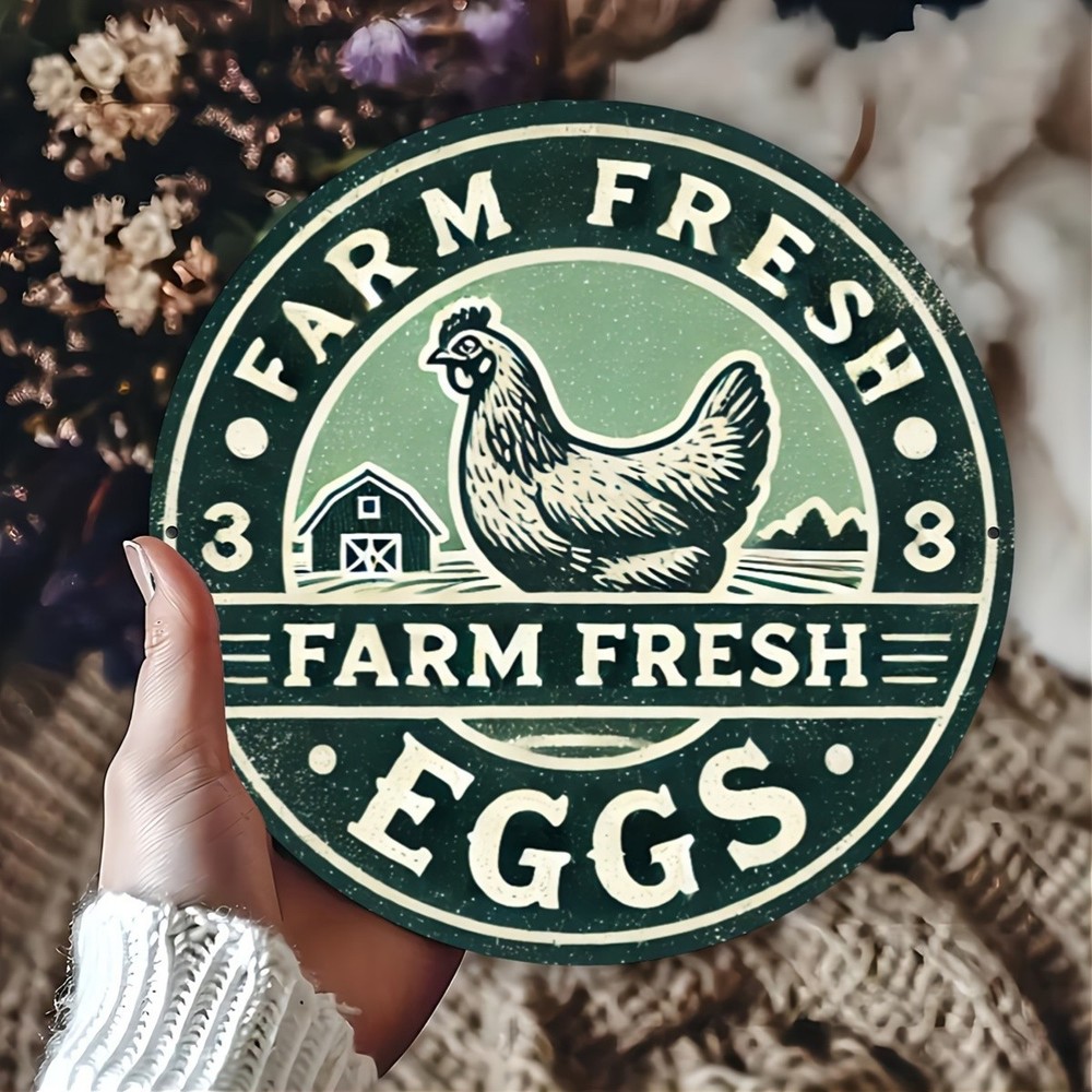 Vintage Farmhouse Chicken Coop Rooster Design Aluminum Sign