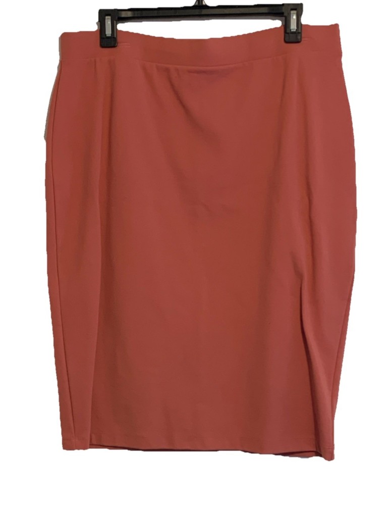 Liz Claiborne Rust Knit Pencil Skirt L Rayon Nylon Spandex Stretch Women