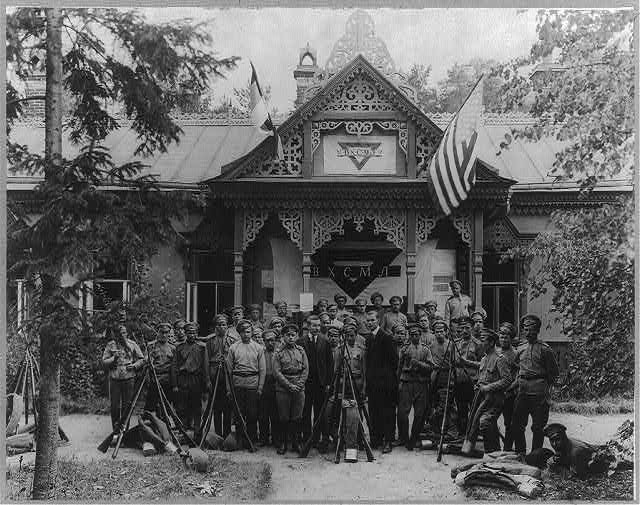 Photo:Moscow Russia c1918 Russian Soldiers YMCA Facility World War I