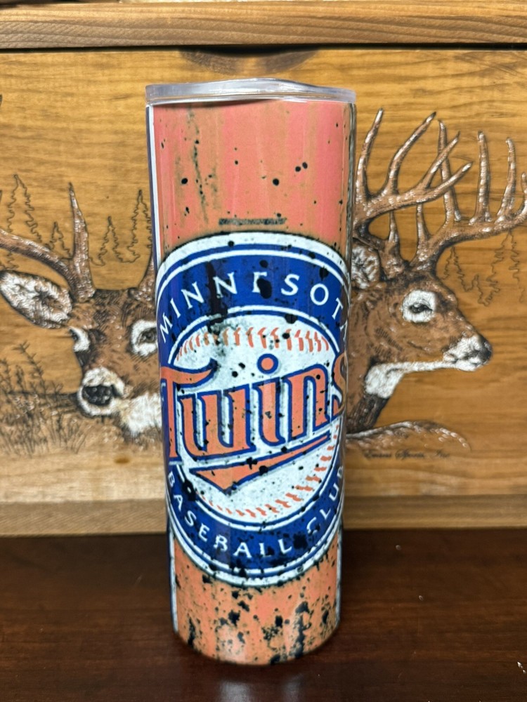 20oz Skinny Straight Sublimation Tumbler with Minnesota Twins Baseball Design