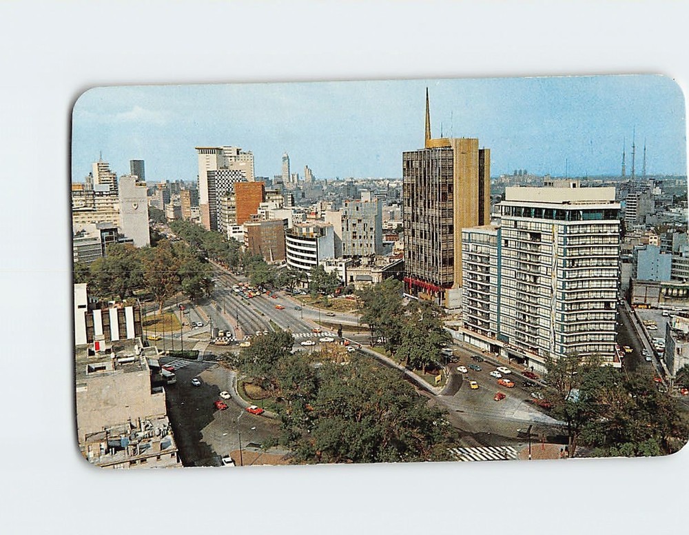 Postcard Panoramic View Paseo de la Reforma Mexico