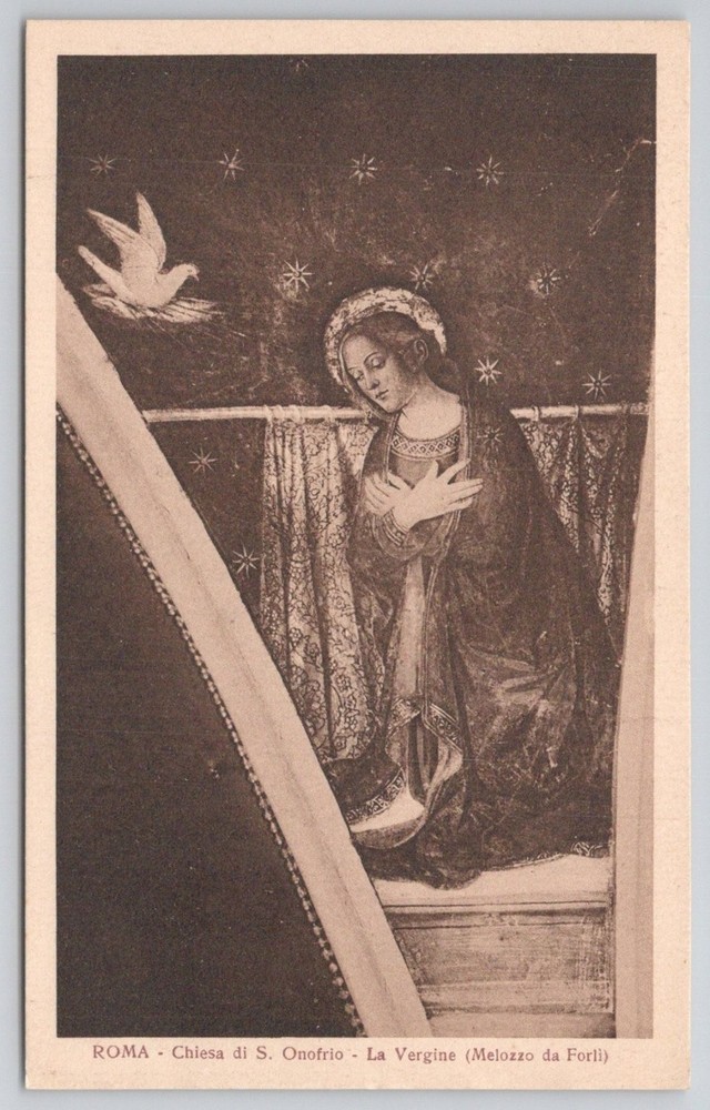 Rome S. Onofrio Church Virgin Mary Melozzo da Forlì Art Postcard Italy