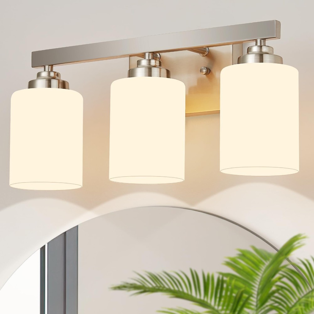 Bathroom Light Fixtures Over Mirror,3-Light Brushed Nickel Wall Sconce Vanity...