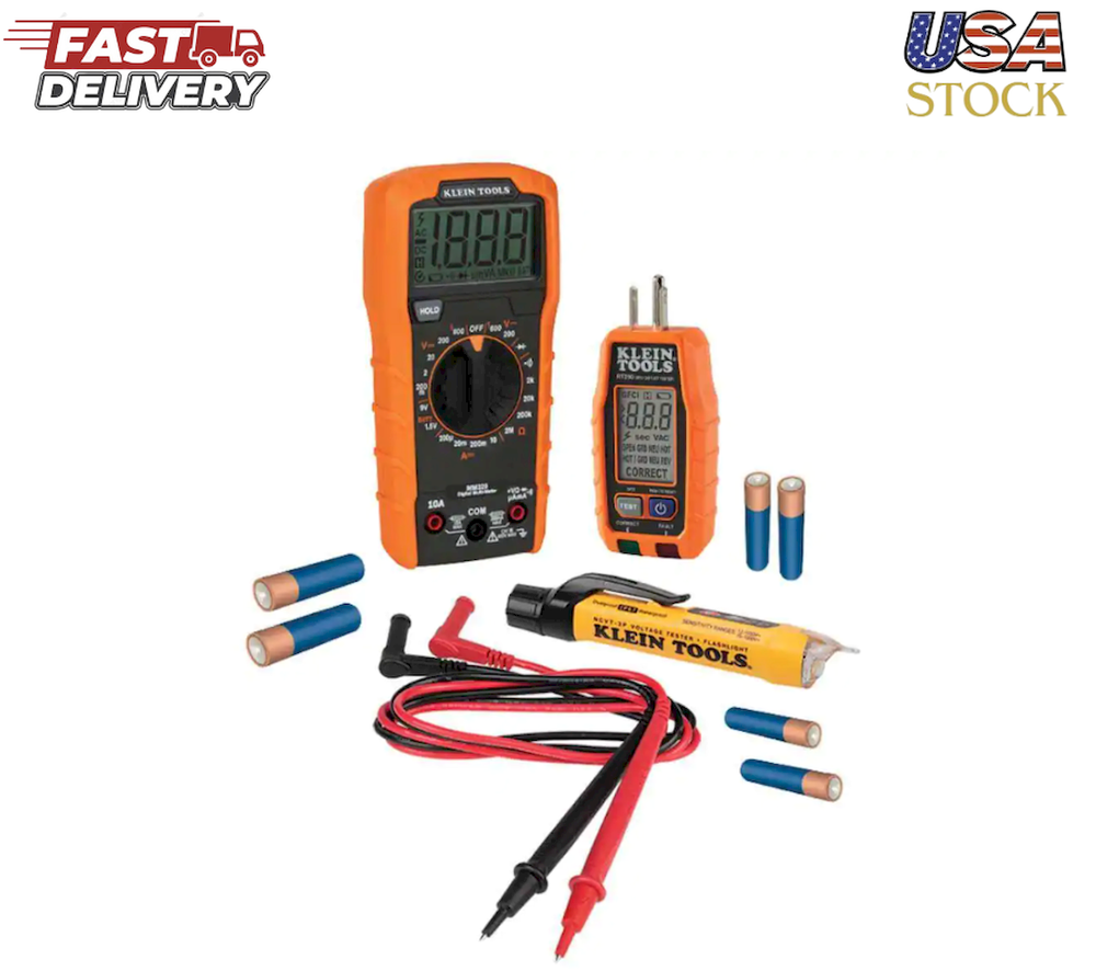 Multimeter, Voltage Tester and Outlet Tester Premium Electrical Tool Set