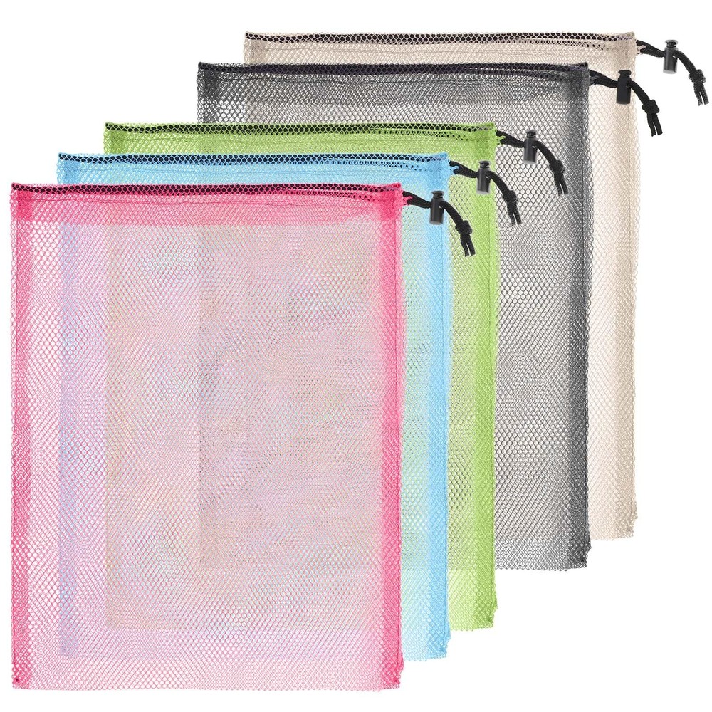 6 Pcs 11 x 15 Inch Nylon Mesh Drawstring Laundry Bags, Mesh Stuff Sacks with ...