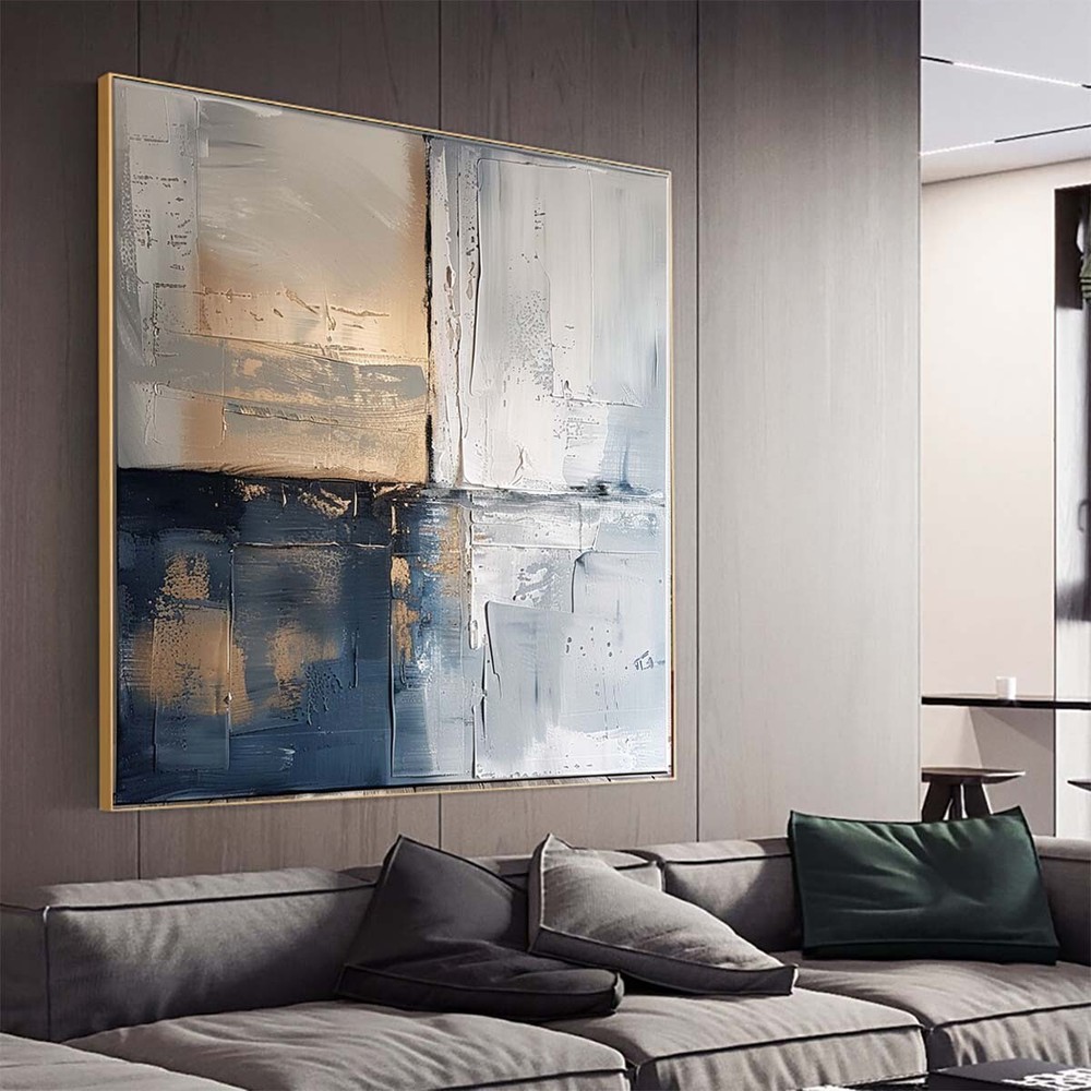 Gray Handmade Wall Art Home Decorative Oil Painting Abstract Knife Living Room