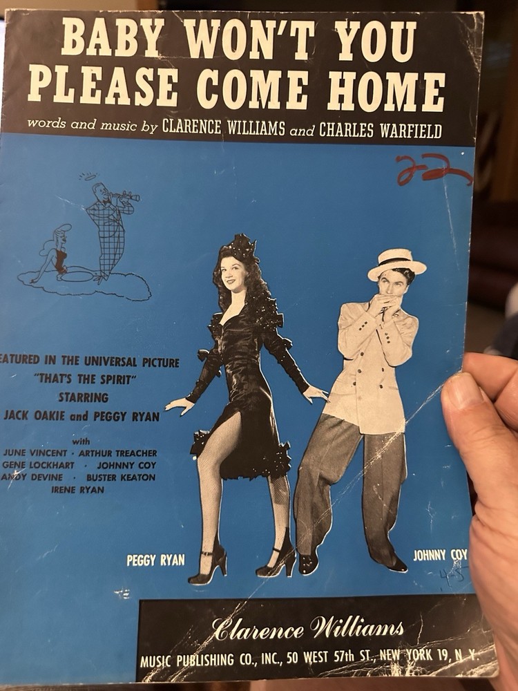 B ‘45 Movie Sheet Music Clarence Williams THAT’S THE SPIRIT’ ‘Please Come Home’
