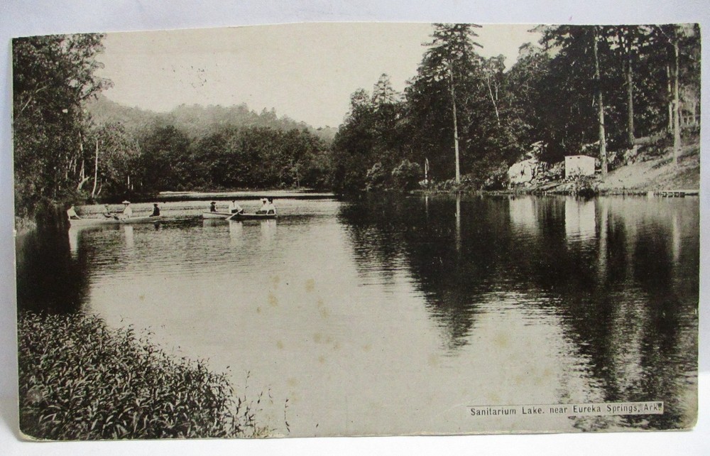1910 Postcard Sanitarium Lake Near Eureka Springs Ar, Boaters
