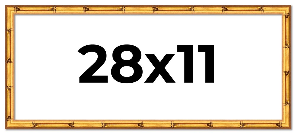 28x11 Frame Gold Bamboo Solid Wood Picture Frame | 1 Inch Moulding Width | Inter