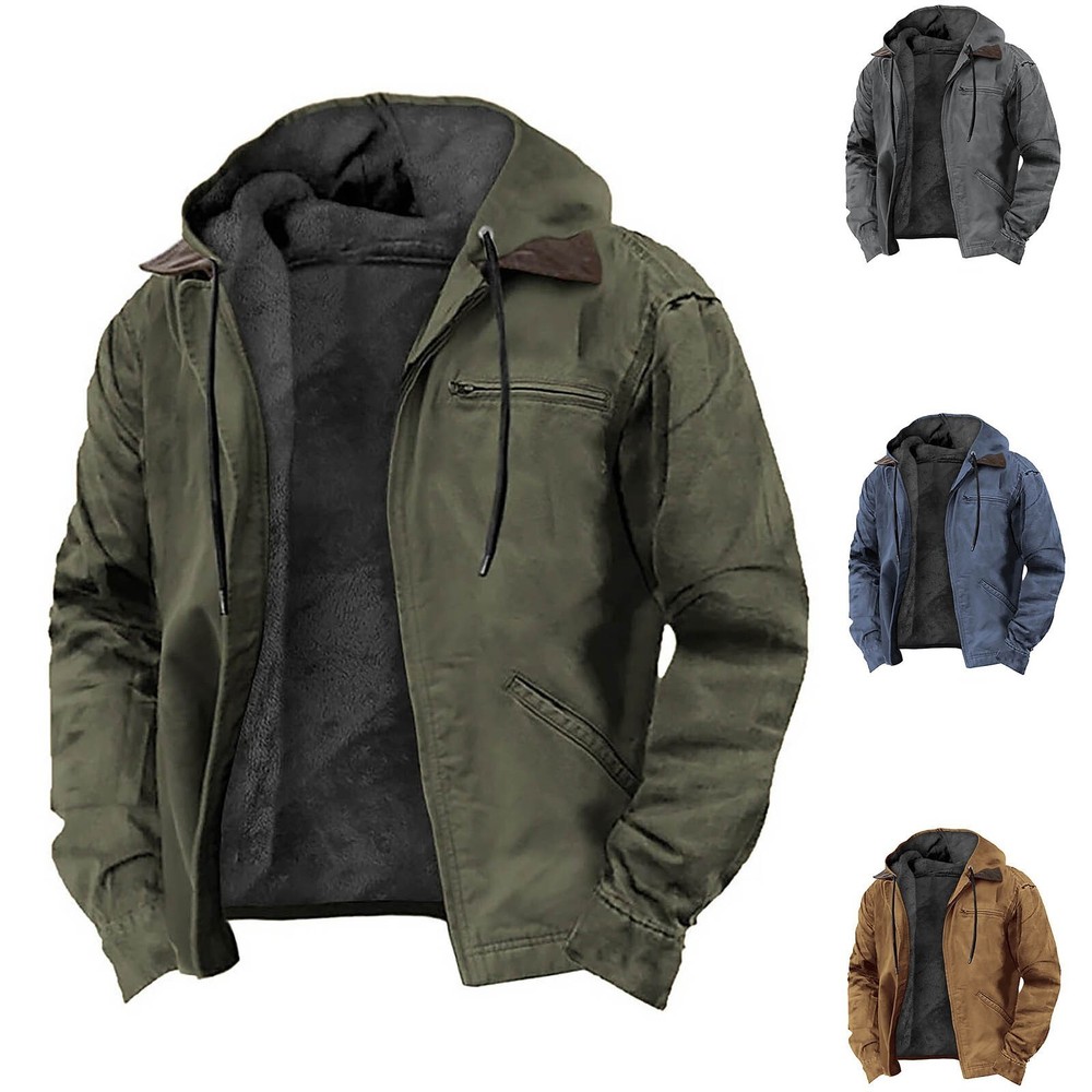 Men's Hooded Casual Padded Jacket Winter Warm Soft Comfort Coat Thick Jacket Top