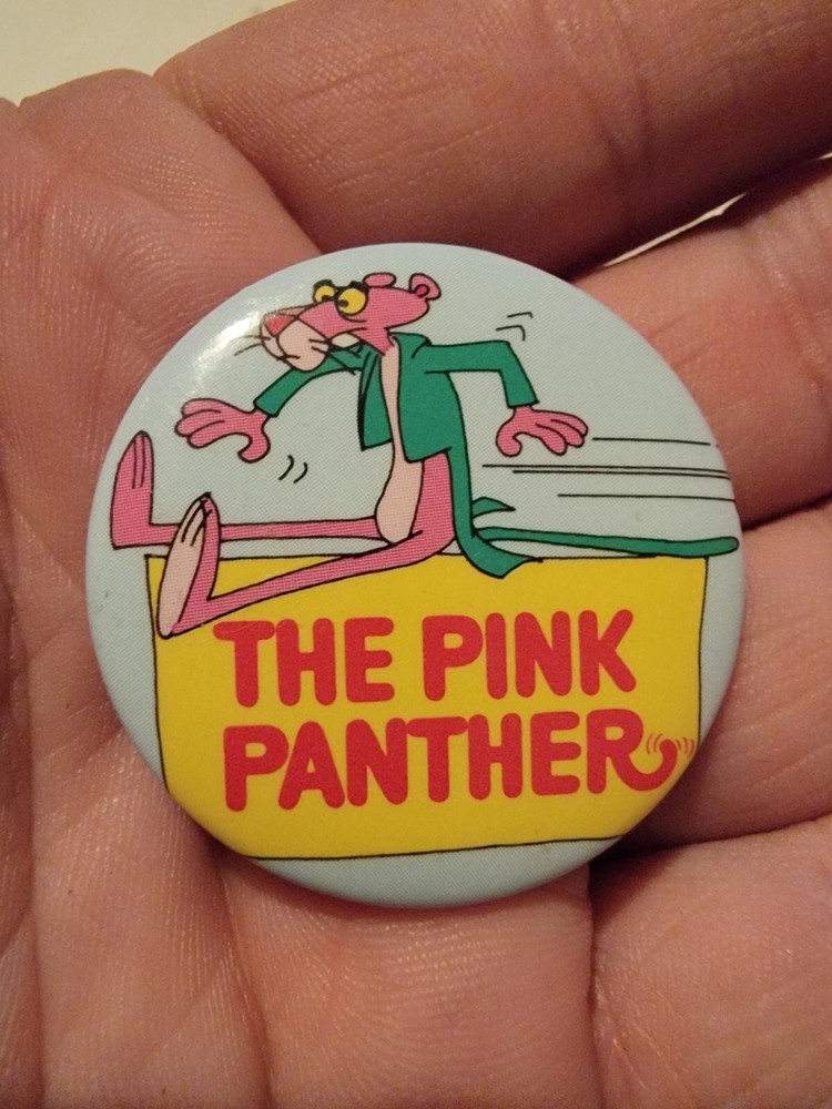 The Pink Panther Vintage Button Pinback 1980s 80s EUC