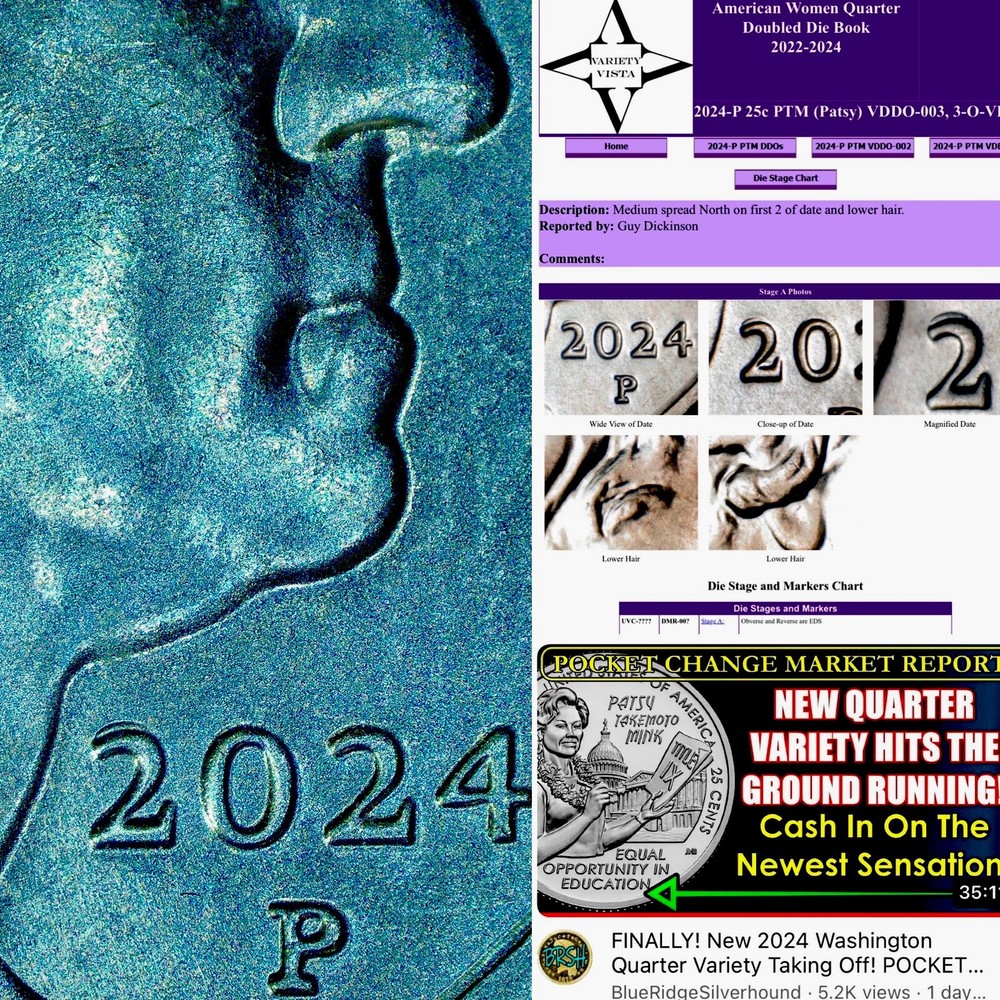 ( DOUBLED DIE VARIETY )  BU 2024 Washington Quarter 25 Cent US Coin MS VDDO-003