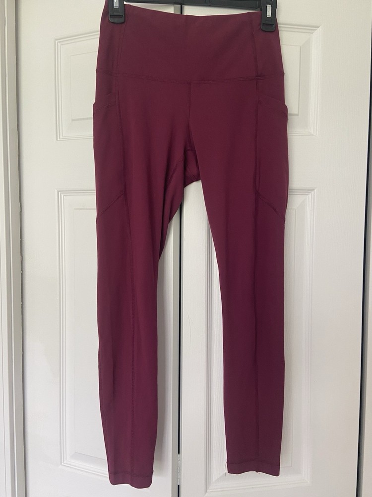 Yogalicious Women’s High-Rise Pocket Ankle Leggings Solid Burgundy S