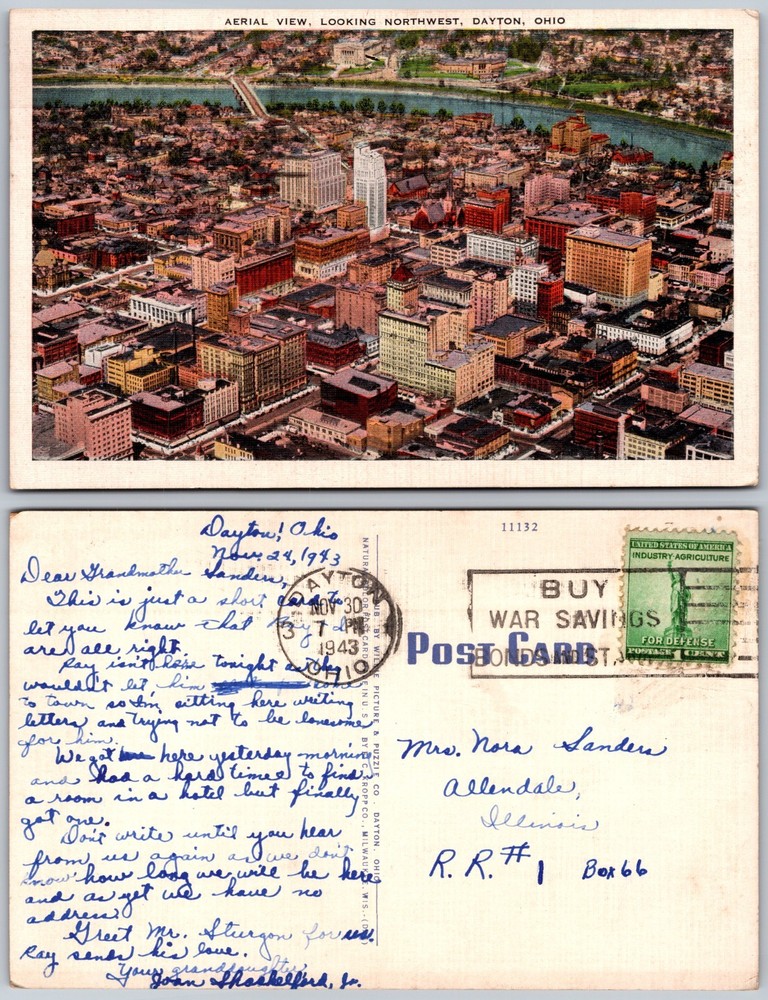 Aerial View Northwest Dayton Ohio Postcard