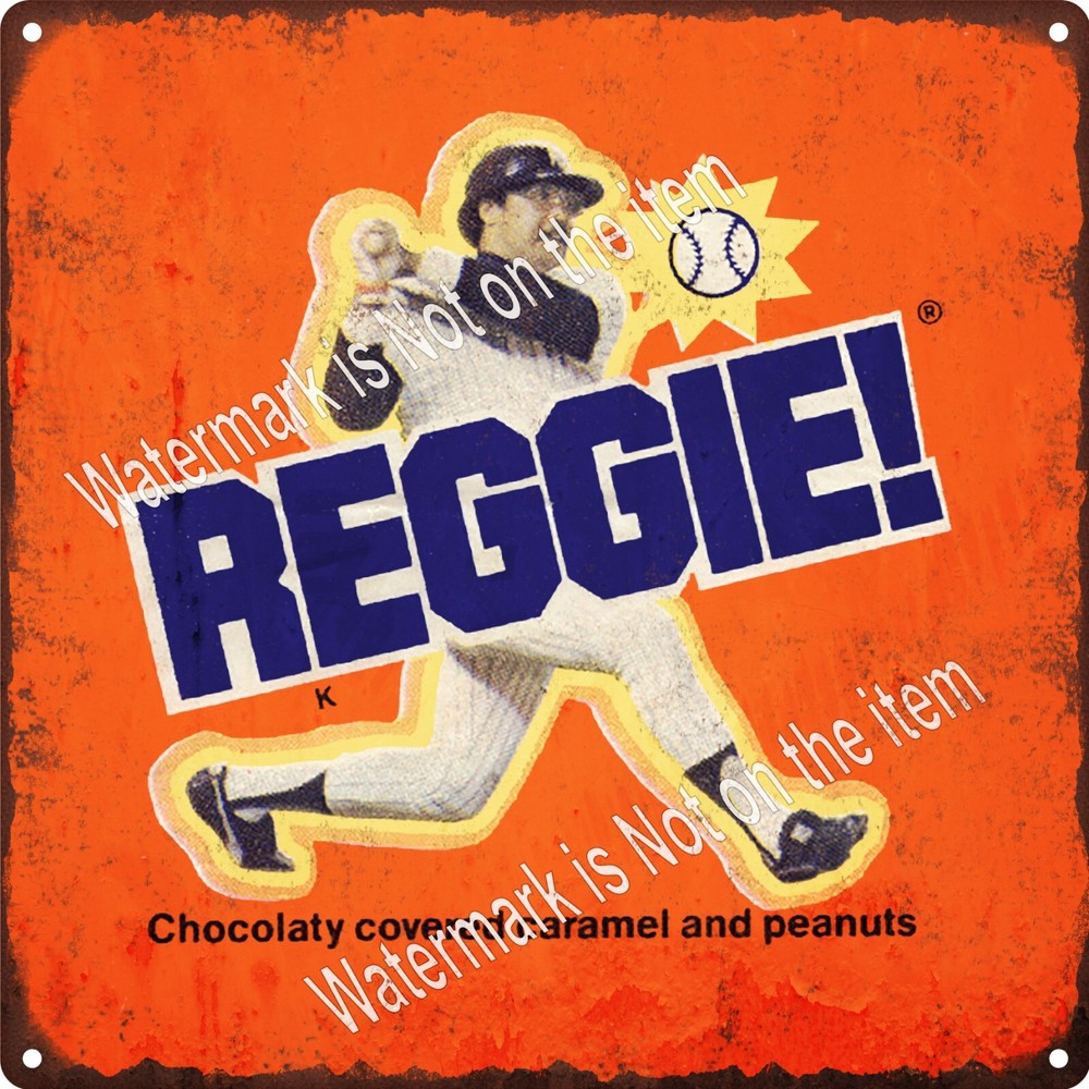 Vintage Reggie Jackson Yankees Chocolate Bar Metal Sign 12x12