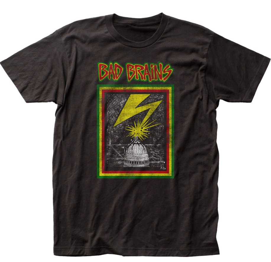 Bad Brains Distressed Punk Rock Band Tee – Men’s Black Capitol T-Shirt