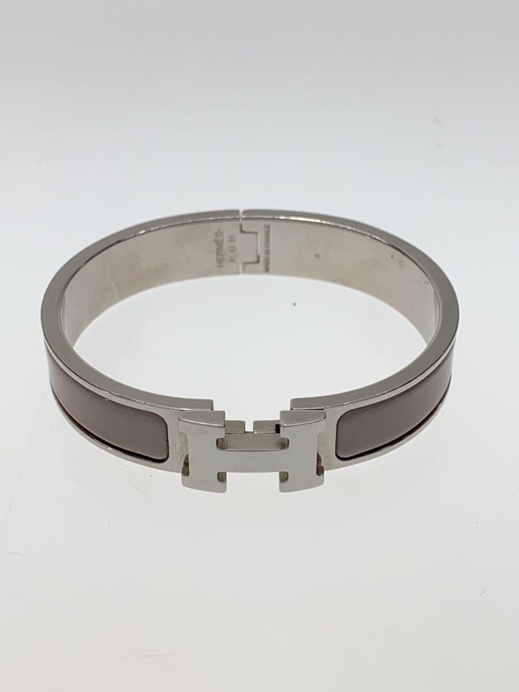 Hermes Click Hinged Silver Bangle Bracelet for Women 1227