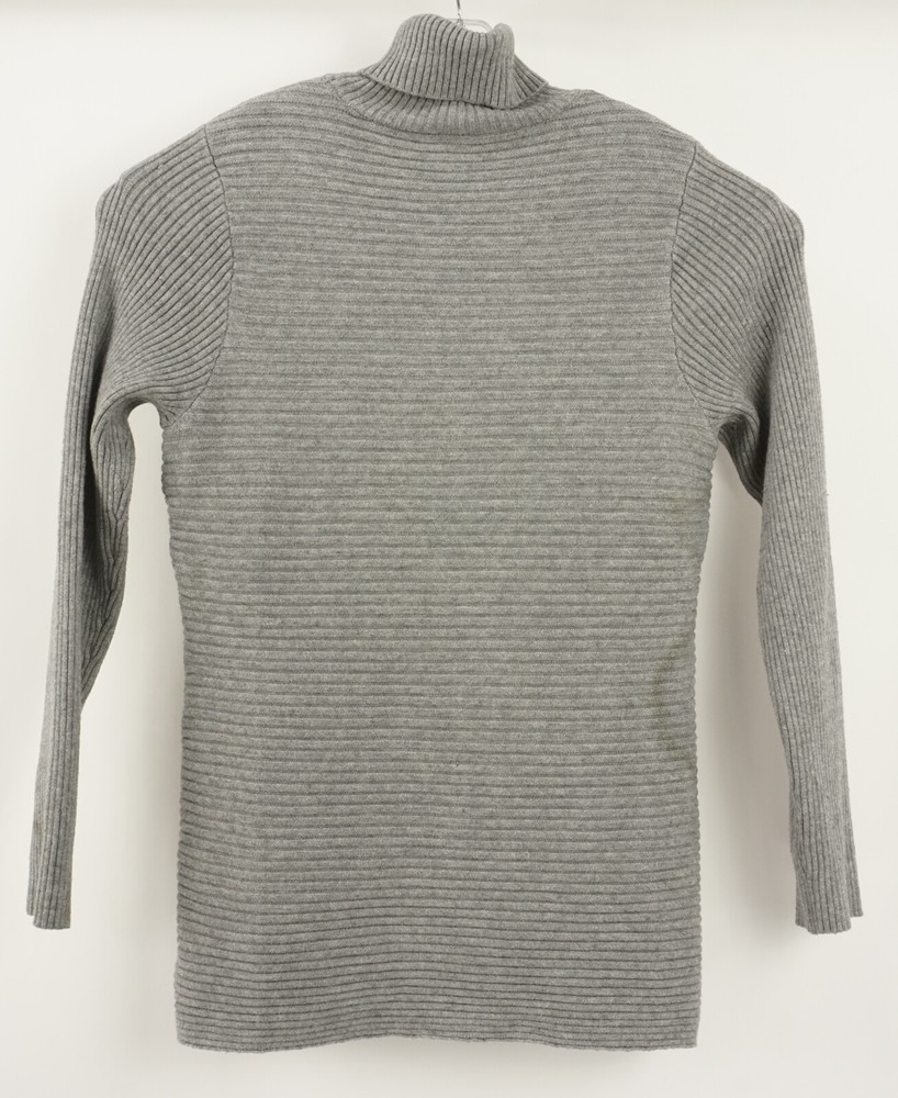 Devotion by Cyrus Women's Medium Grey Rib Knit Rayon Ottoman Turtleneck Sweater