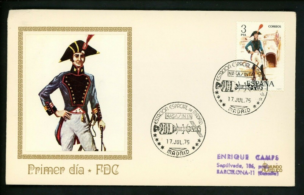 Postal History Spain FDC #1904 // 1902-1906 Military Uniform soldier 1975