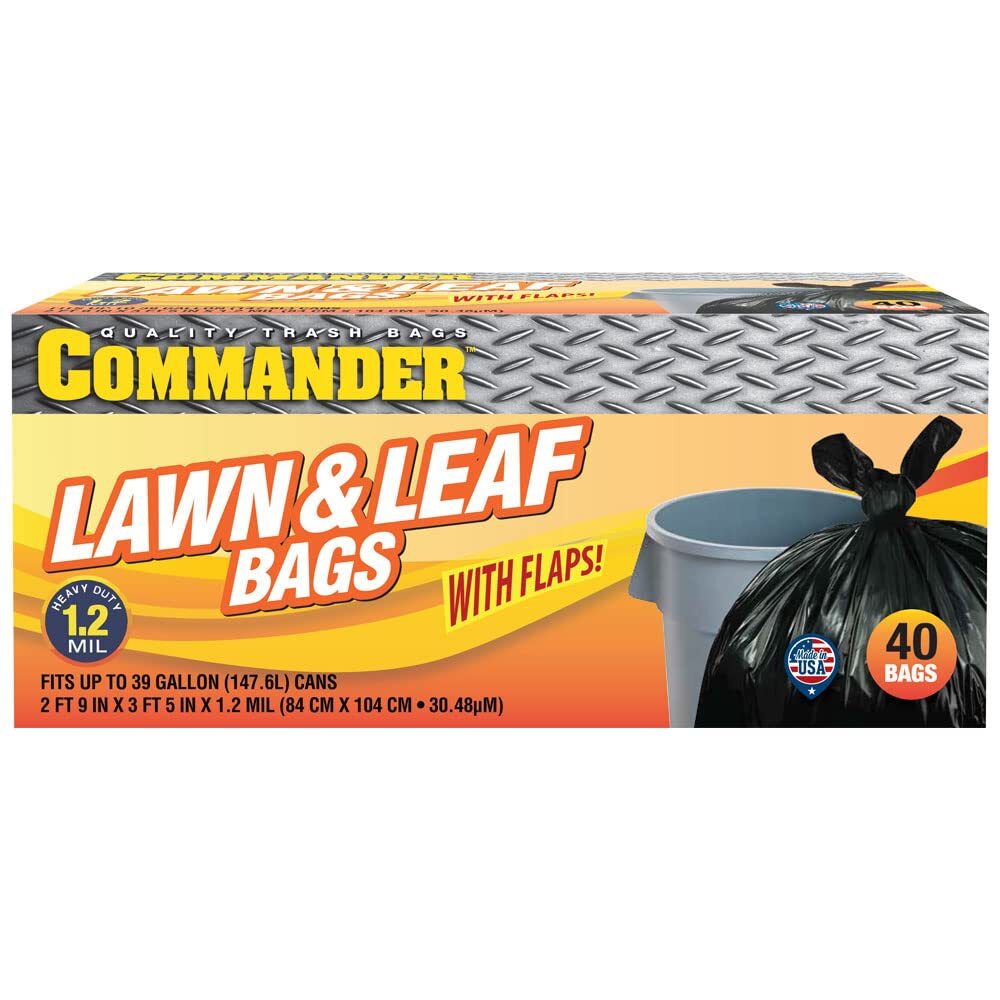 39 Gallon 1.2 MIL Black Garbage Bags with Flaps - 33