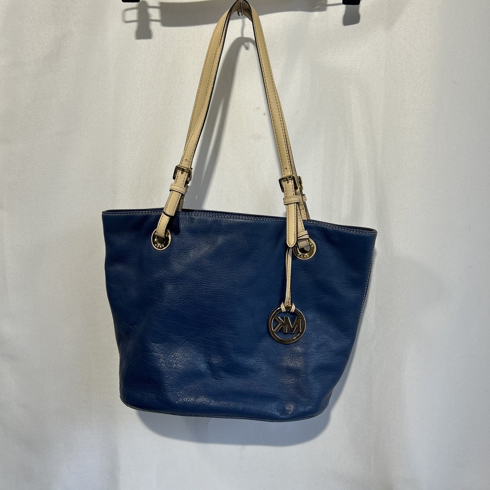 MICHAEL KORS  Soft Pebble Leather Shoulder Bag Tote Handbag Blue See Photos ***