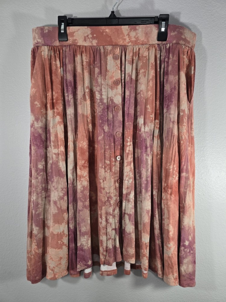Torrid BOHO Festival Midi Skirt Challis Pleated Tie Dye Plus Size 2 2x BQ