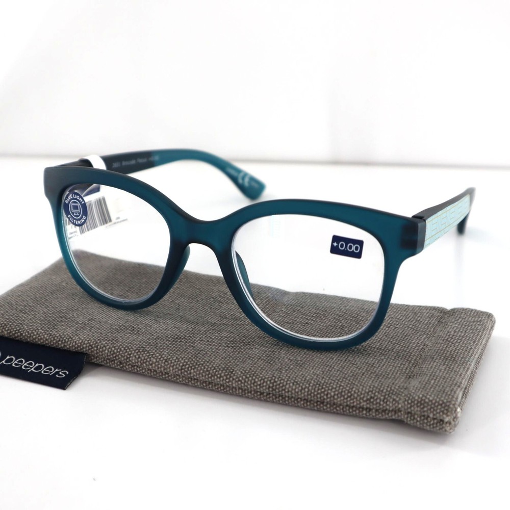 Peepers Brocade Blue Light 0 Magnification Teal Retro Boho Women's Glasses NWT