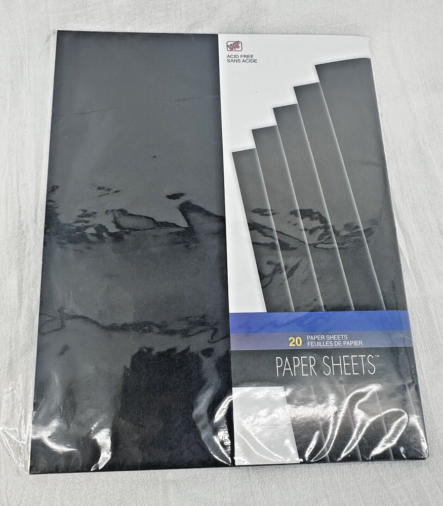 20 Acid Free Paper Sheets,8 1/2 x 11, Scrapbook, Black, Memories Forever-image